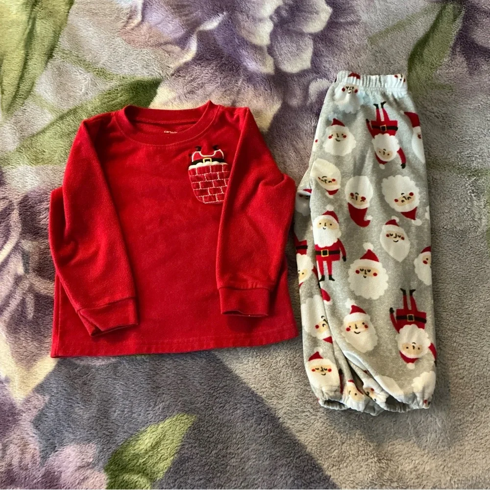 Carter’s Toddler Red & Gray Santa Pajamas Set
